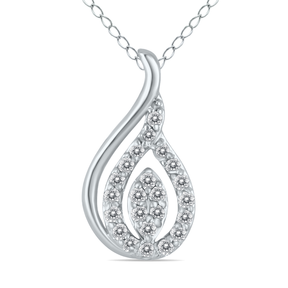 1/4 Carat TW Diamond Tear Drop Pendant in 10K White Gold